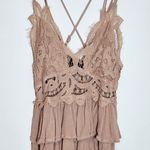 VICI  Disty Pink Lace Boho Top with Ruffle Hem Size Small Pink Boho Crop Top Photo 4