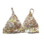 Aerie Swim Real Good Triangle Bikini Top Floral Print Brown White Size S Photo 0
