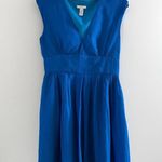 J.Crew Womens 100 % Silk Sleeveless V Neck Pockets Tank Dress Ocean Blue Sz 6 Photo 1