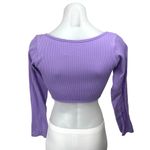 ZARA  Women's Purple Lavender Rib Knit Long Sleeve Pullover Crop Shirt Top M/L Photo 5