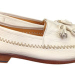 Vintage Mezlan Check Tassel Loafer Cream White Leather Womens 9 Slip On Shoes White Photo 0