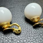 Monet Vintage Signed  White Lucite Orb Clip-on Earrings Photo 5