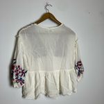 ZARA  TRF Collection White Ivory Embroidered Floral V-neck Flowy Blouse Photo 3