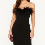 LPA Aurora Black Strapless Feather Trim Formal Cocktail Sleeveless Mini Dress S Photo 0