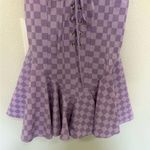 Dolls Kill  First Move Checkered Lace-Up Mini Dress Lavender Purple Size Small S Photo 2