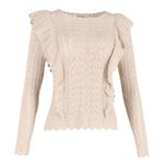 Love Shack Fancy Cream Ruffle Sweater in oatmeal wool size L Photo 2