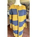 J.Crew Juliette Collarless Sweater XS Rugby Striped Navy Yellow Wool Blend Photo 3