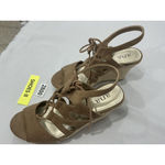 a.n.a Womans  Size 8 Tan Suede Strappy Lace Up Open Toe Wedge Espadrille Sandals Photo 2