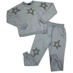 Rehab  - Beaded Star Cut Out Sweatshirt & Sweatpant Set in Gray Photo 0