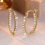 Inside Out Oval Hoop Earrings Layered In Gold With Simulated Diamonds NWT​ Photo 0