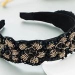 Baroque Black & Gold Beaded Headband new Photo 0