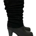 Womens Markon Danielle Black Leather Seude Slouchy Scrunched Round Toe Boots 6.5 Photo 4