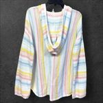 Bucees Hoodie Womens L Blue Orange Striped Pullover Baja Coverup Beach Beaver White Size L Photo 1