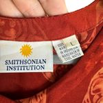 Smithsonian Institution Orange Short Sleeve Pleated Rayon Long Button Up Dress L Size L Photo 5