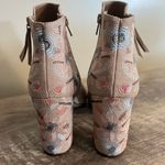 SO  Embroidered Ankle Boots Booties Open Toe Chunky Heel Faux Suede Size 9.5 Photo 1