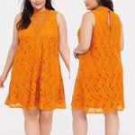 Torrid  3 Plus Size Mini Lace Trapeze Dress Orange Golden High Neck Summer Party Photo 0