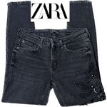 ZARA Womens Premium Denim Jeans Collection Embellished Skinny Dark Wash Size 26 Photo 0