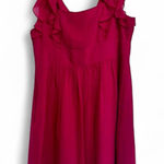 Anthropologie Moulinette Soeurs Sleeveless Magenta Ruffle Mini Dress Size 6 Silk Photo 0