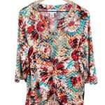 Peck & Peck V-neck Embellished Tunic Top Colorful Kaleidoscope Print Size XL Photo 0