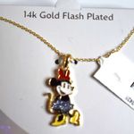 Disney NIB  100th 14K Gold Flash Plated Rhinestone Accent Minnie Mouse Necklace Photo 2
