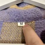 SheIn Women’s Long Sleeve Plaid Shacket Jacket Purple Tan Size Medium EUC Photo 3