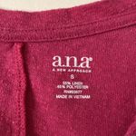 a.n.a  linen blend short sleeve pocket tee shirt top small split neck stripe pink Photo 2