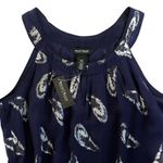 White House | Black Market NWT Skyfall Feather Silk Blend Top Navy Silver Medium Photo 1