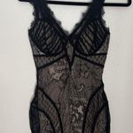 Bebe Women's Black Overlay Lace Cotton Sleeveless Short Bustier Dress Size Small Photo 0