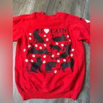 Hanes VTG I Love Cats Cat Lover Sweatshirt Crewneck Pullover Red Black Size S M Photo 3