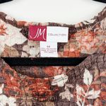 JM Collection  Women's Medium Floral Textured Stretch Top Brown Orange Cream Photo 2