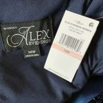 Alex Evenings Beaded Lace Belted Fit and Flare Midi Cocktail Dress Blue Size 14W Photo 9