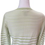 L.L.Bean Womens V Neck Sweater Green and White Striped Size XS Regular Photo 5