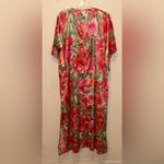 Vintage Floral Kimono Dress Hawaiian tropical Mumu Red Size L Photo 1