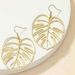 NEW GOLD Creative Hollow Big Leaf Earrings Boho Ear Jewelry Womens Pierced Photo 0