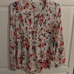 Lucky Brand  Women Floral Print Smocked Pintuck Long Sleeve Blouse Top S P Photo 0