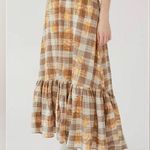 Urban Outfitters Brown Plaid Peasant Linen Skirt Size XS Photo 0