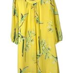 New York & Company Eva Mendes Yellow Sabrina Floral Long Sleeve Shift Dress S Photo 0