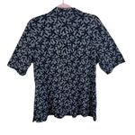 Lands' End  Black White Floral Cotton Modal Short Sleeve 1/4 Zip Polo Women's XL Photo 1