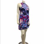 Belle Sky BELLE + SKY Fit Flare Multicolor Sleeveless Mini Blue Pink Zip Back Casual Dress Photo 1
