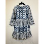 Anthropologie  Not So Serious Behati Mini Dress Size M Blue Cotton Ruffled Hem Photo 4