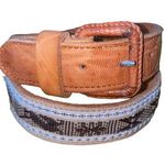 Brown Leather Embroidered Bohemian Retro Women’s Belt Size 30 Photo 0