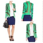 BCBGMAXAZRIA NWOT BCBG Maxazria Green Draped Open Front Jacket Blazer SMALL Career Womens Photo 1