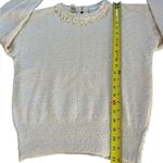 Valerie Stevens  Vintage Sweater Cream Wool Pearl Beaded Fringe Neckline Small Photo 9