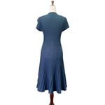 Peruvian Connection  Sweater Dress Fit Flare Ribbed Pima Cotton Blue Size Medium Photo 1