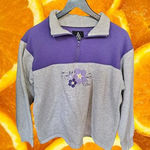 ACE USA Lavender and Gray 1/4 Zip Flower Collared‎ Sweatshirt Size Medium Photo 0