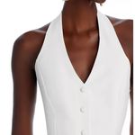 AQUA  White Halter Mini Dress Button‎ Front Sleeveless Party Dress Size L Photo 1