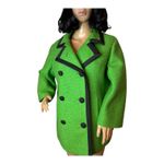 American Vintage 1960s Joseph Heim Agnes Whitmore Green Boucle Mod Wool Coat black trim Medium Photo 15