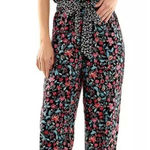 Kingston‎ Gray Jumpsuit Size Medium Floral Print Tie Front Halter NEW Black Photo 0