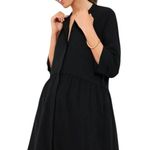 Tuckernuck Black Stretch Crepe Royal Shirt Dress Mini Half Sleeve Button Size S Photo 0