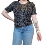 Laura Scott Grey and Black Short Sleeve Cropped Crewneck Shirt Size Large Photo 1